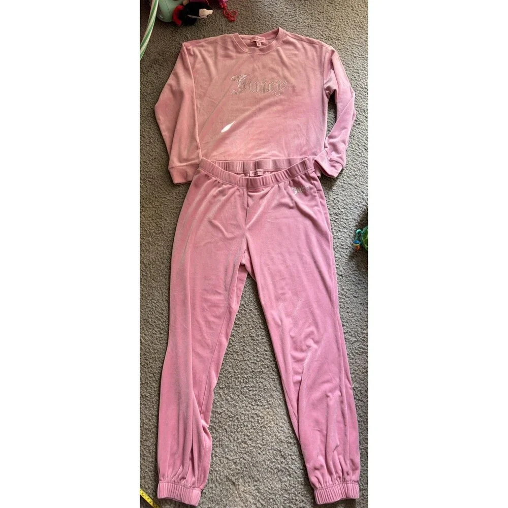 Juicy Couture Velour Tracksuit PINK Bling Sz MEDIUM